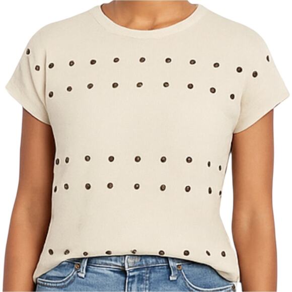 Emanuel Ungaro Tops - Vintage Emanuel Ungaro Grommet Top 100% Cotton 90s Dolman Crewneck Knit Ivory S